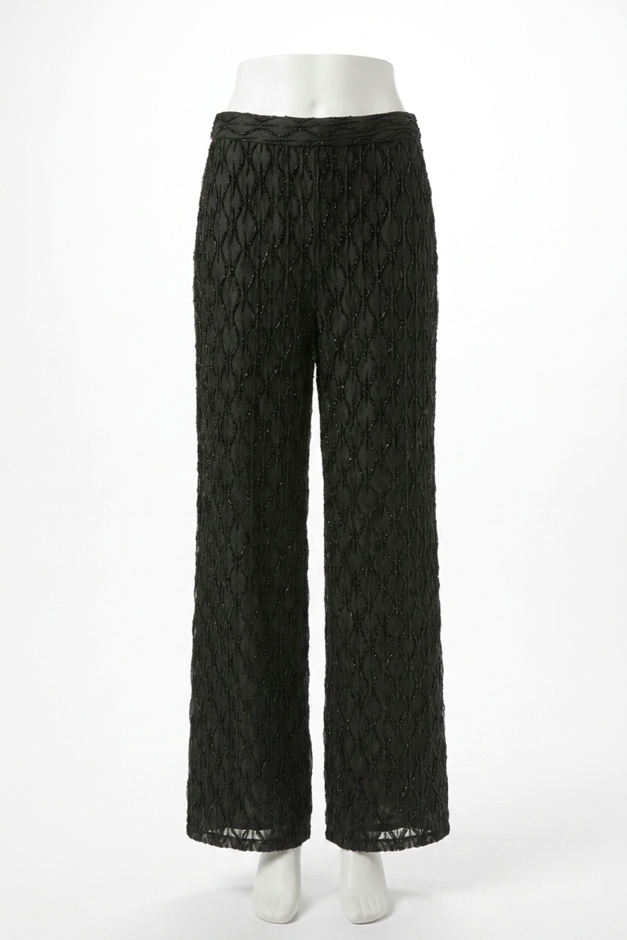 NEW JOSEPH RIBKOFF sequined pull on wide leg pant in black
